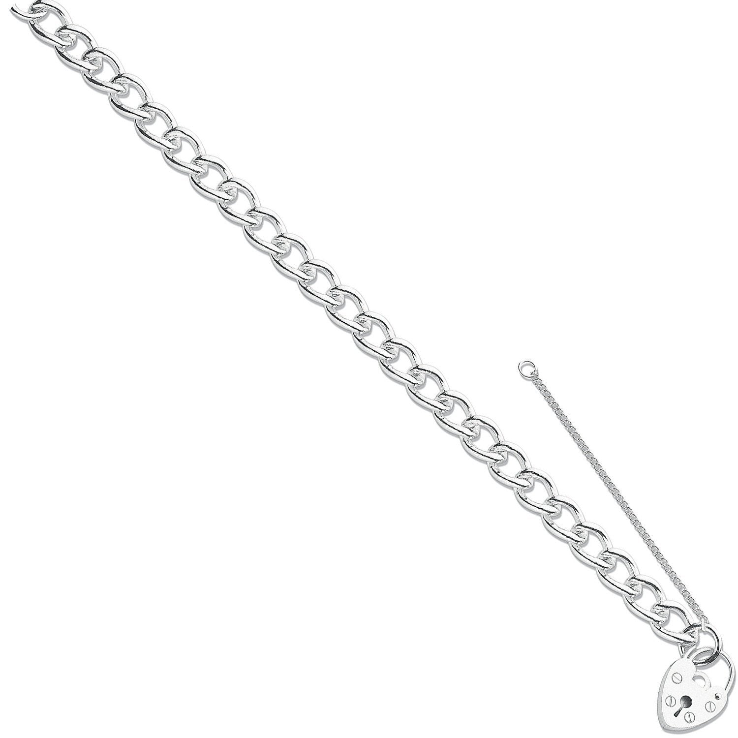 Silver Open Curb & Padlock Charm Bracelet - Fine Bracelet - Certified Authentic - Swiss Made – Luxury Jewellery by Imp